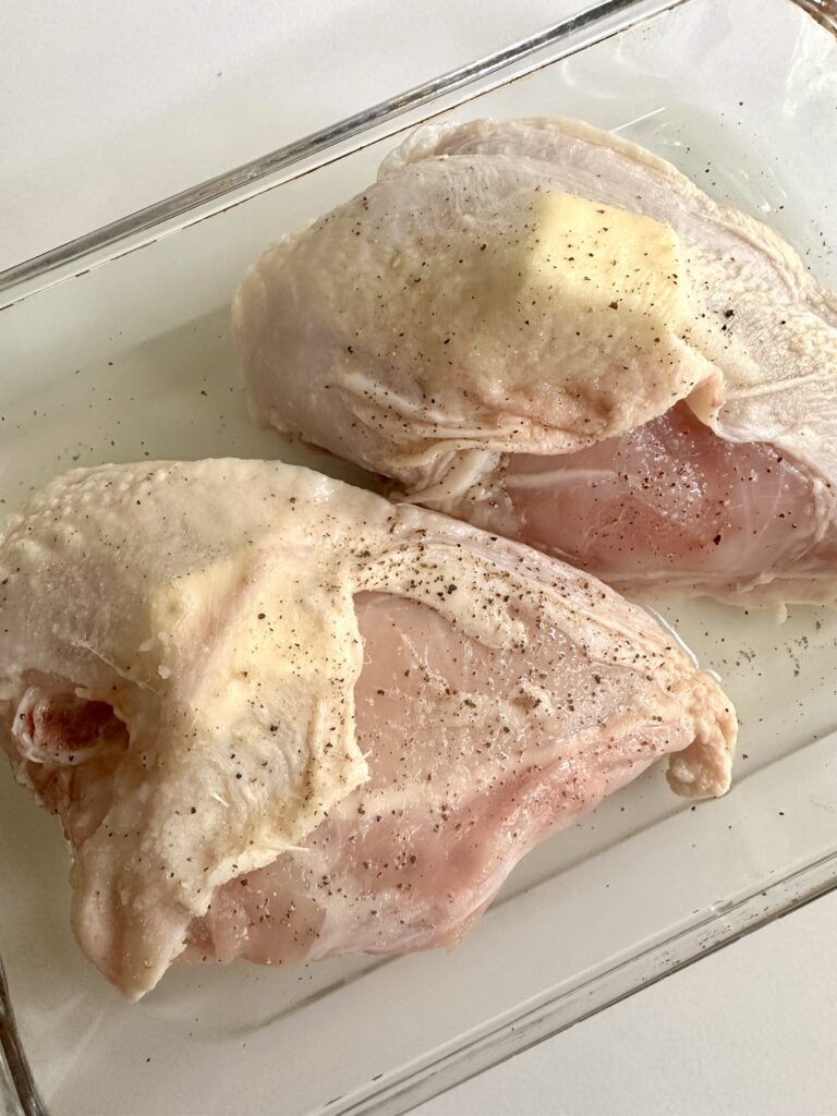 Butter tucked beneath chicken skin before baking