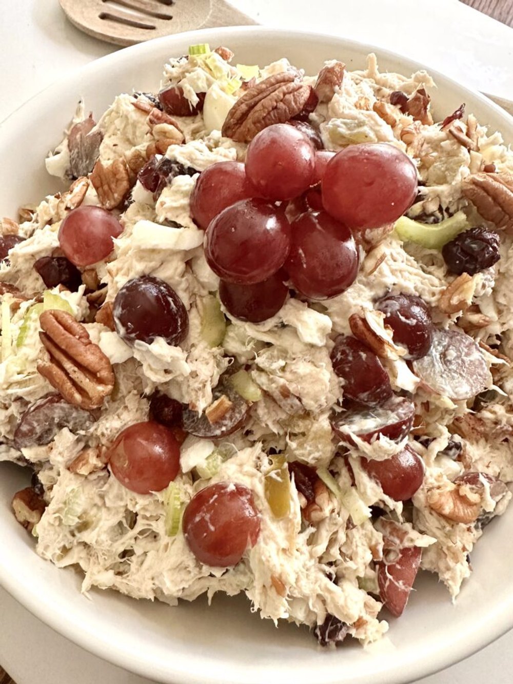 Southern chicken salad served on a buttery croissant