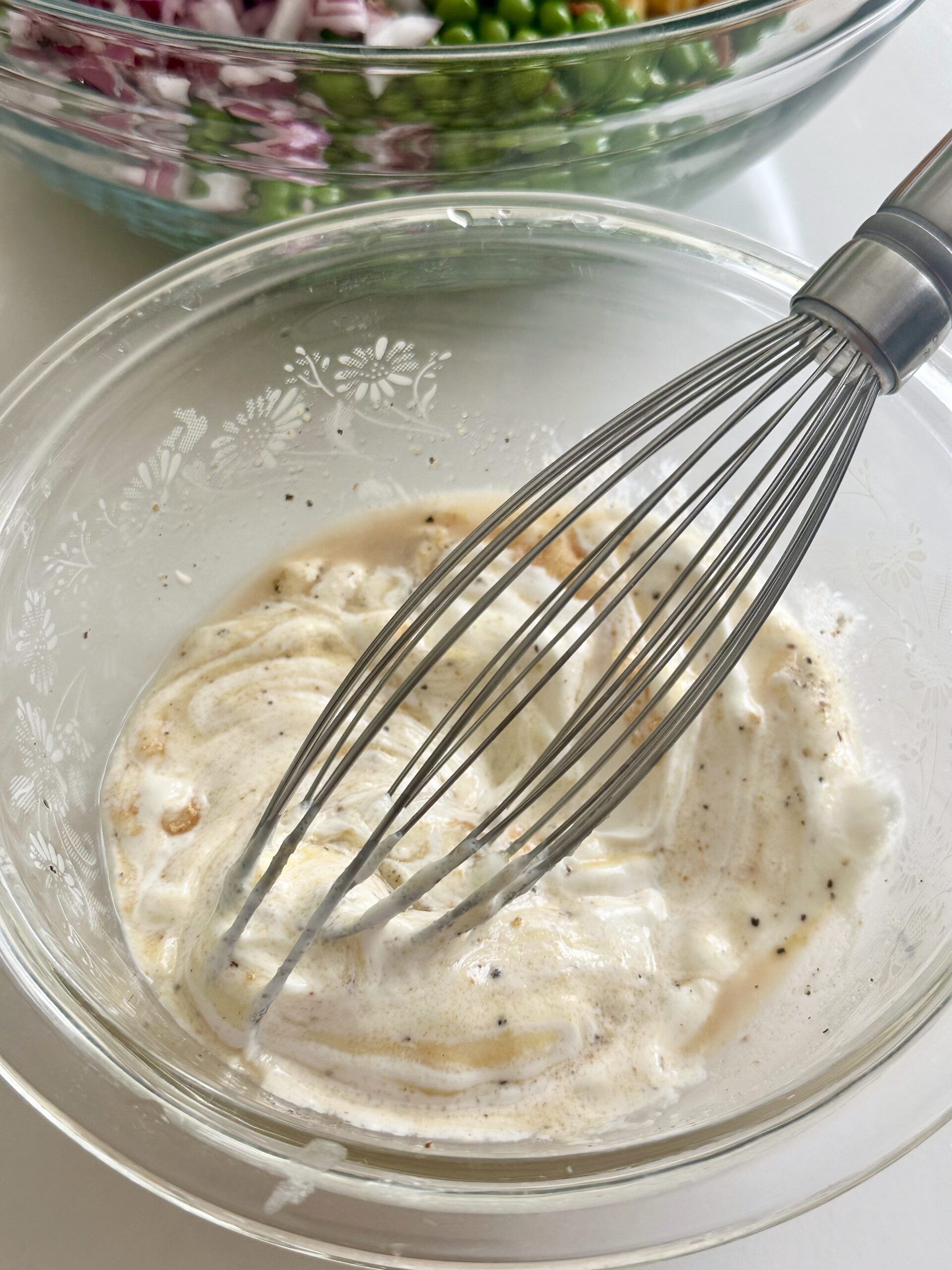 Creamy sweet and tangy dressing for Southern pea salad