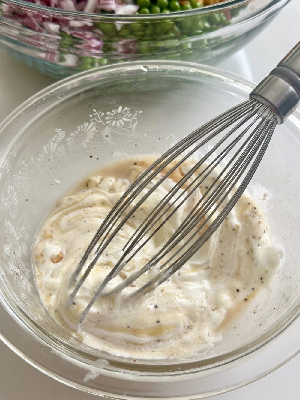 Creamy sweet and tangy dressing for Southern pea salad