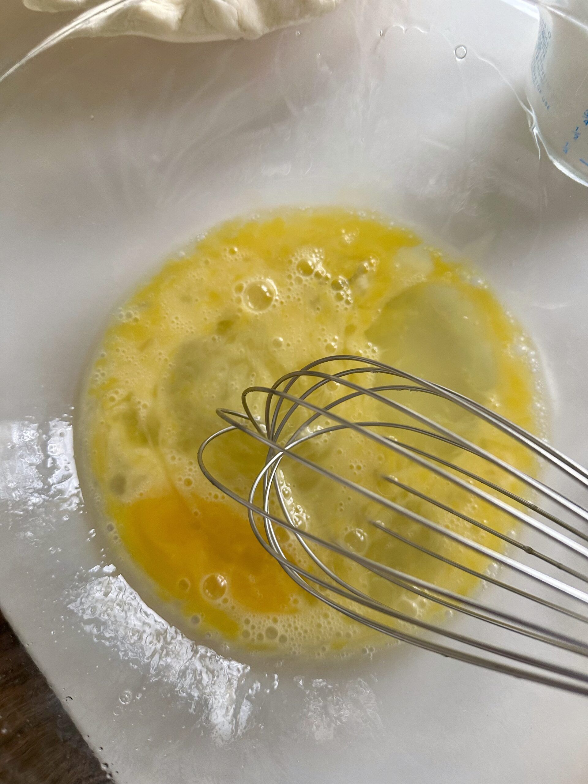 Eggs whisked until light for chocolate fudge pie