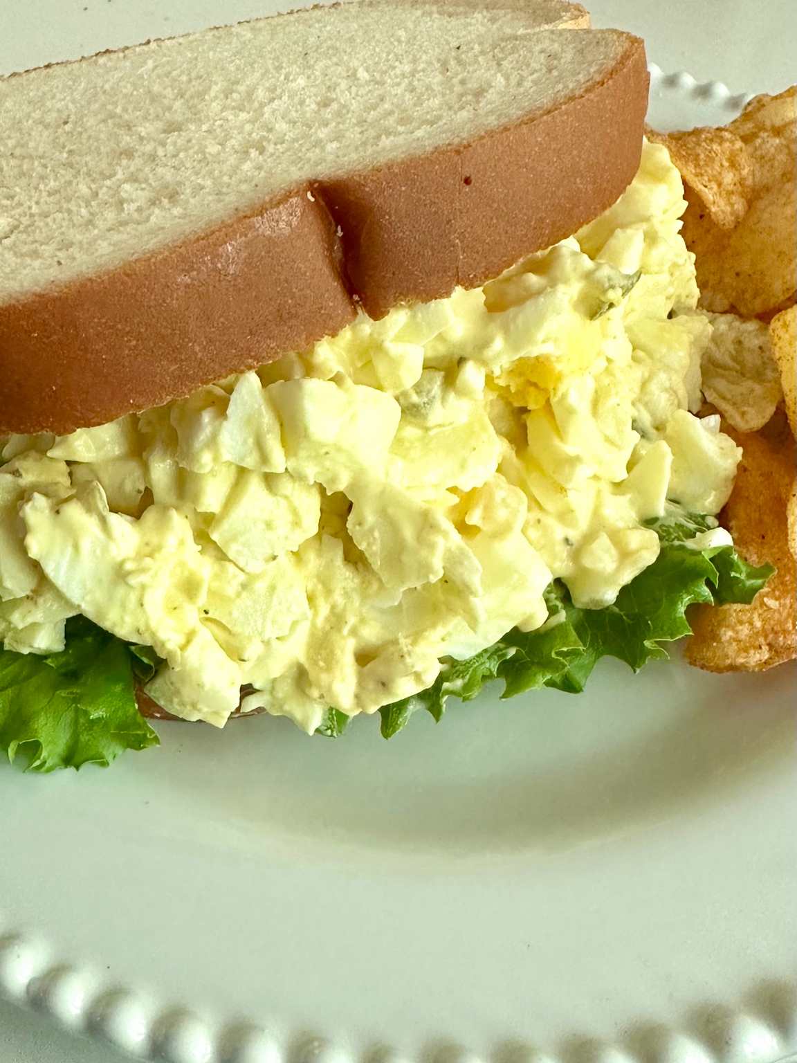 A close view of creamy Southern egg salad