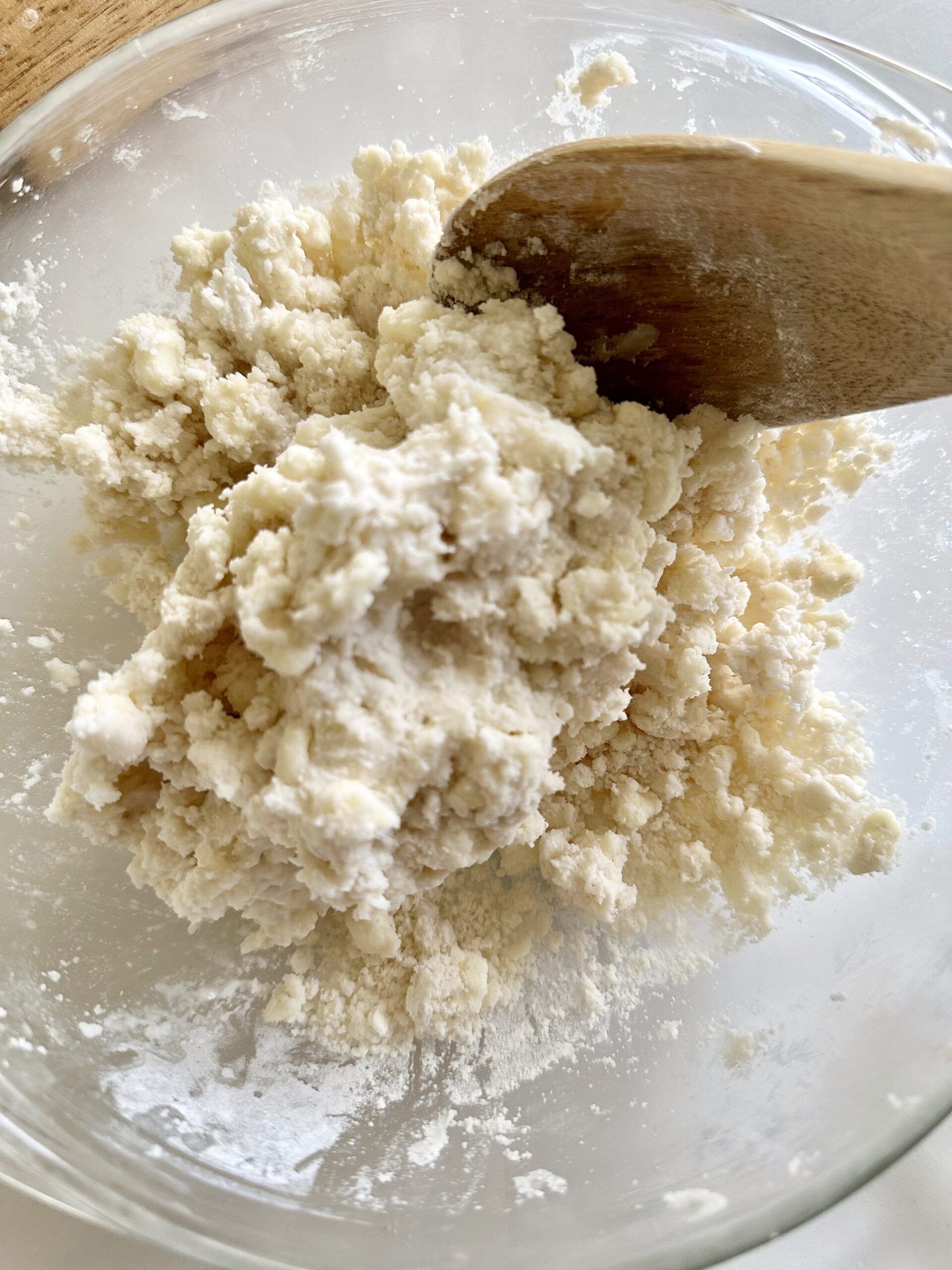 Pie dough shaped into a disk before chilling