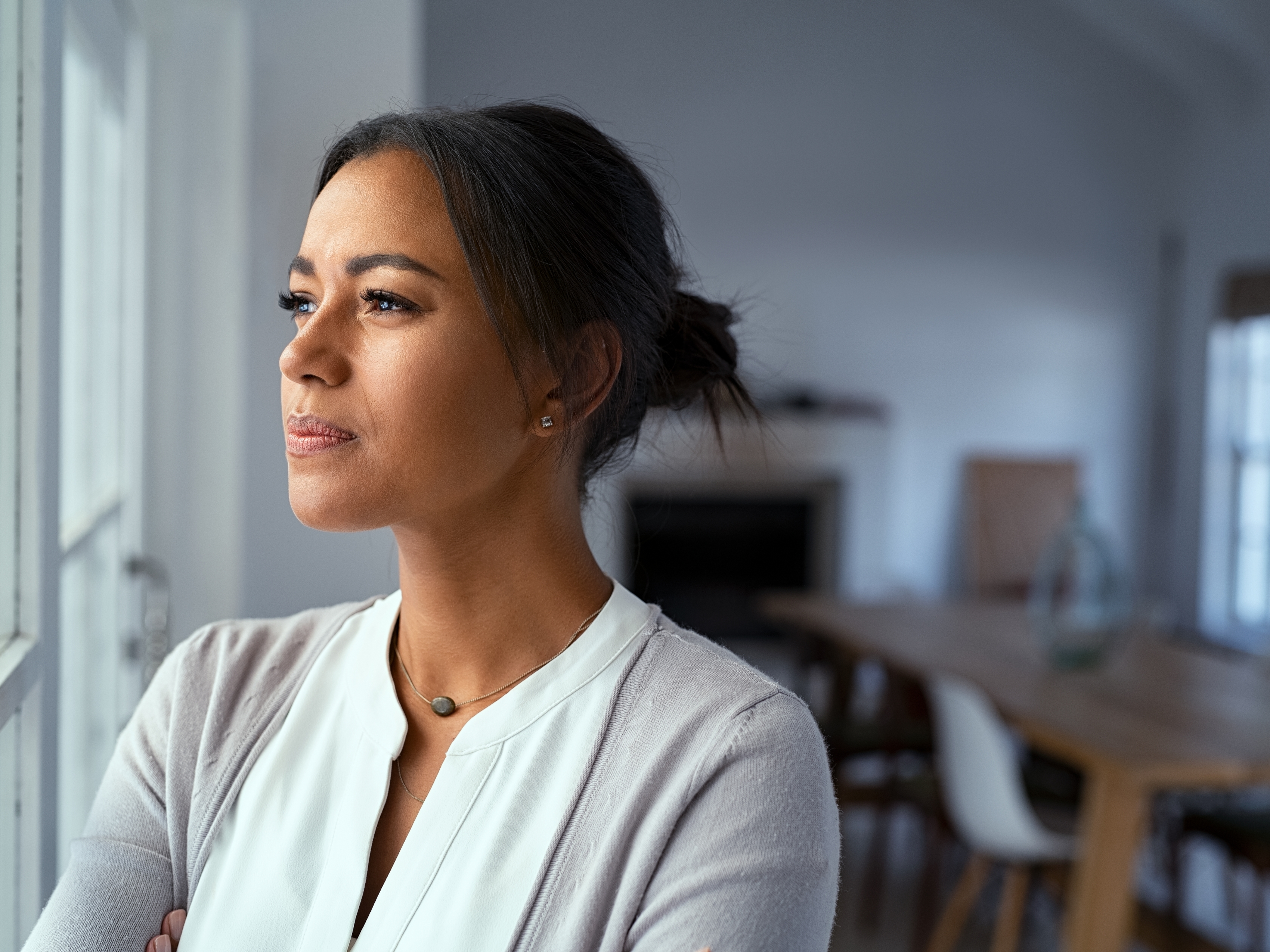 Woman looking out