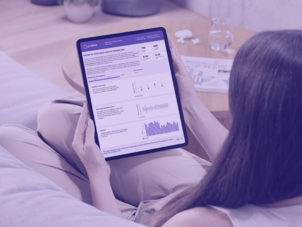 Patient reviewing Patient Summary Report on tablet device