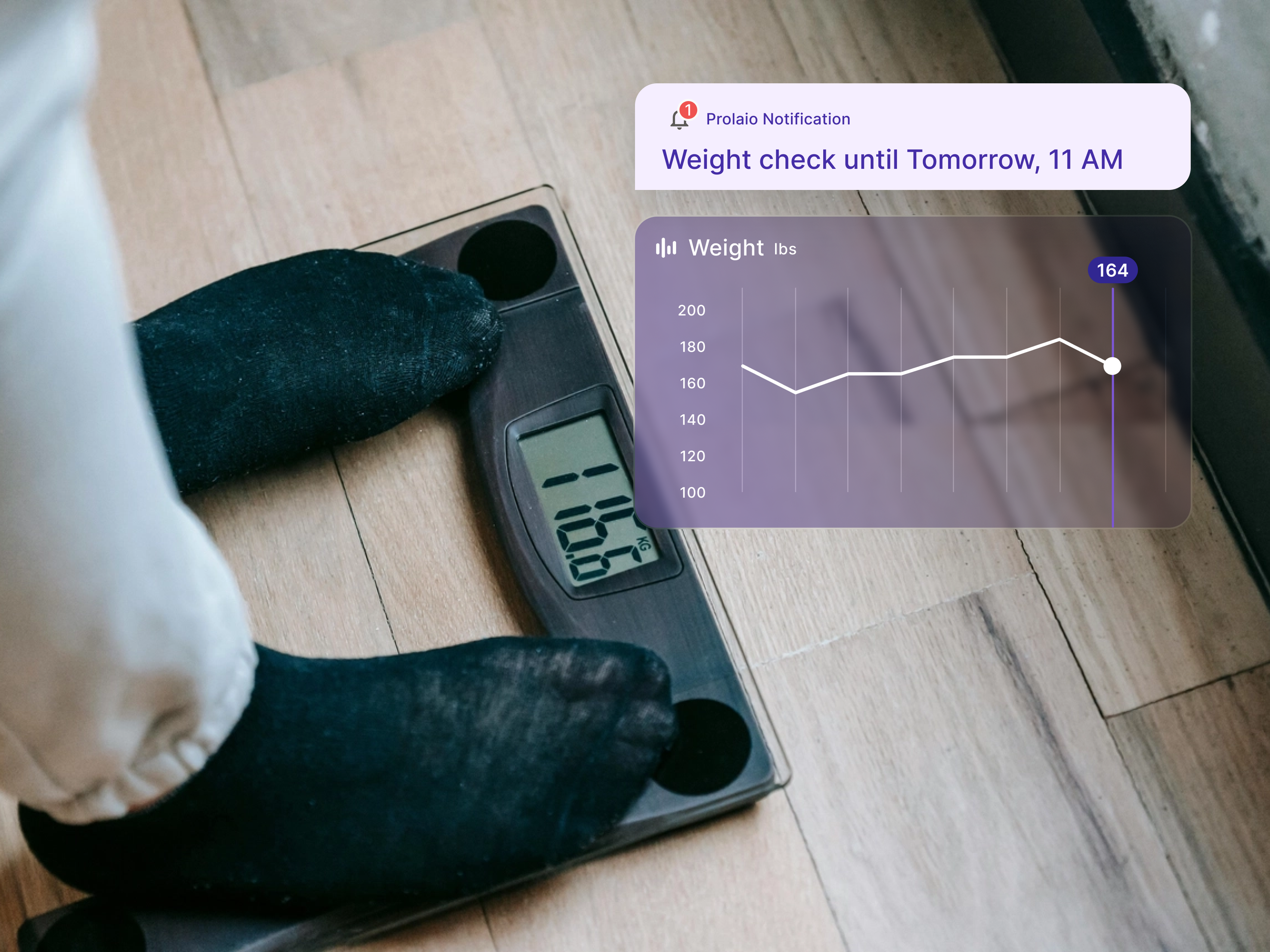 Mockup notification and patient on scale