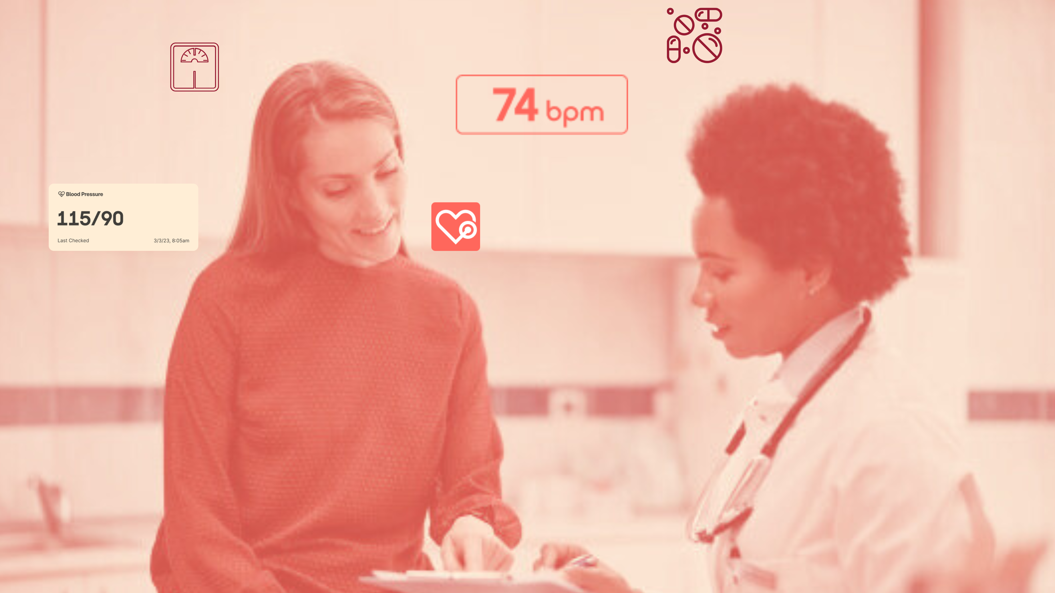 Patient and doctor with biomarker data