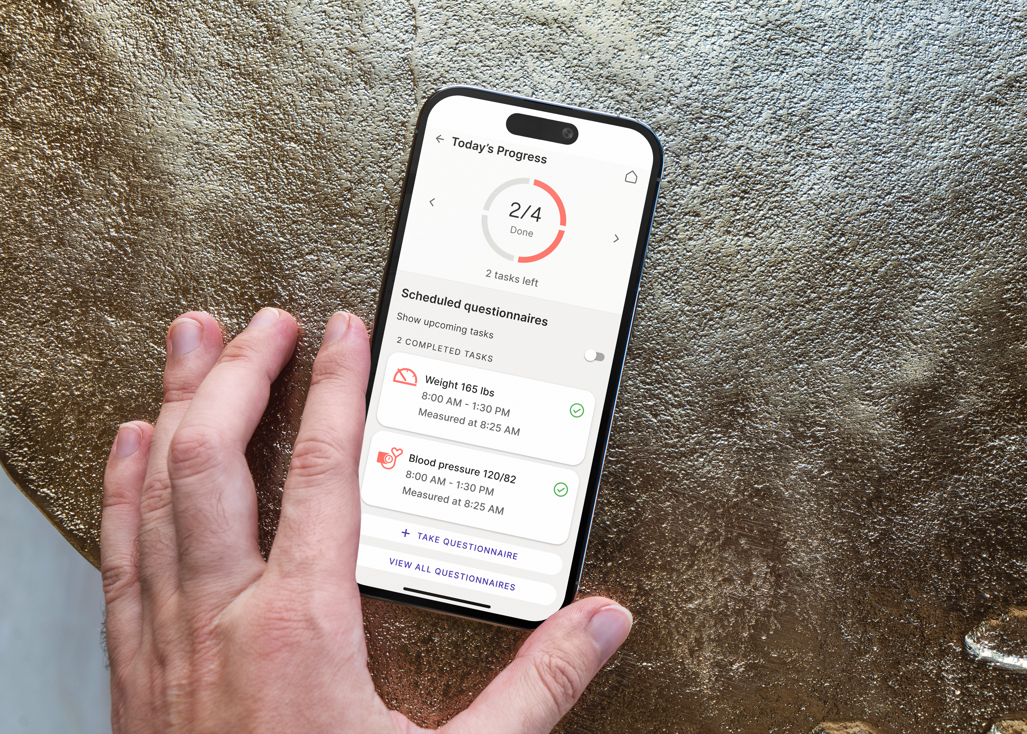 Phone screen showing Prolaio app and daily checks