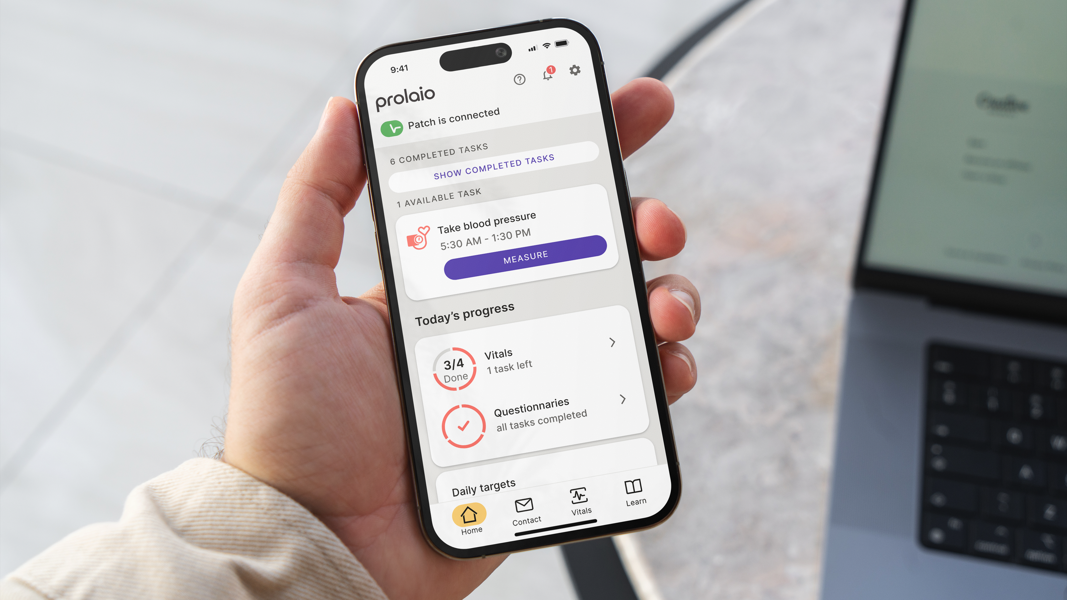 Prolaio app on smartphone