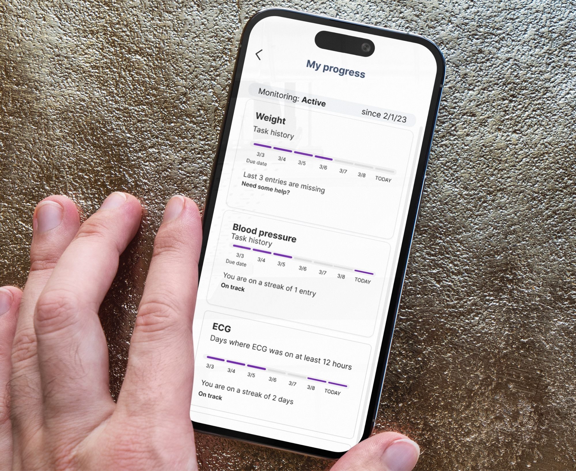 Phone showing Prolaio app