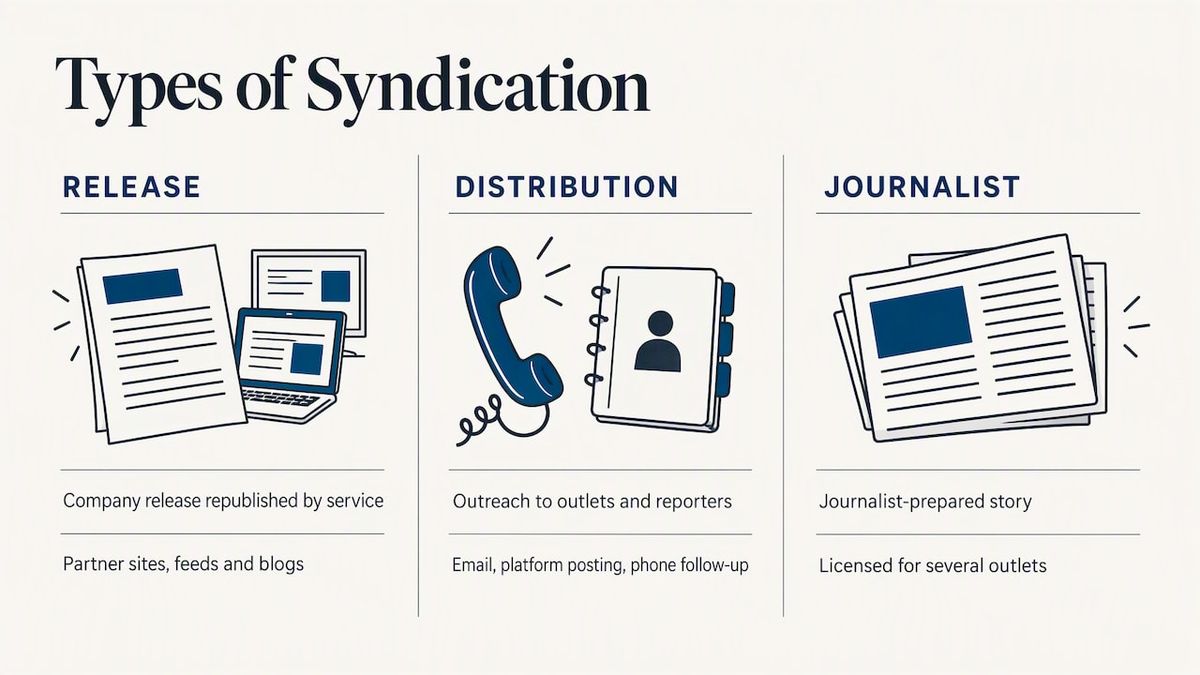 Three distinct meanings of news syndication