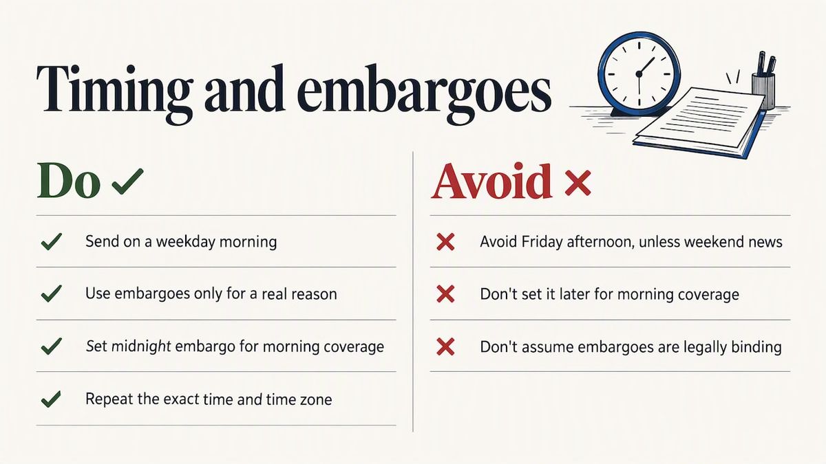 Timing and embargoes — overview diagram