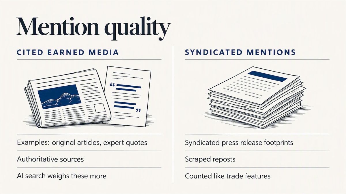 Mentions that matter versus mentions that merely exist — overview diagram