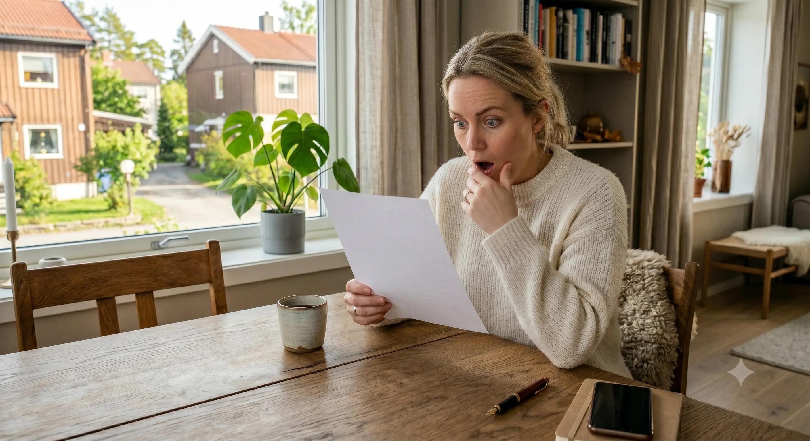 Kvinne som er overrasket over hvor mye eiendomsmegler koster