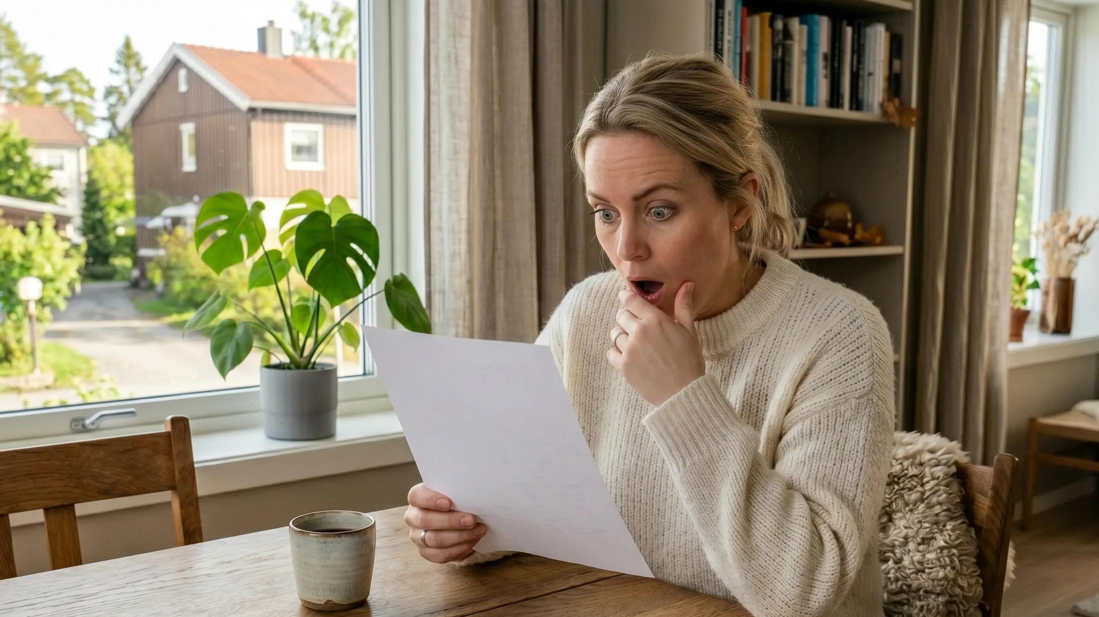Kvinne som er overrasket over hvor mye eiendomsmegler koster