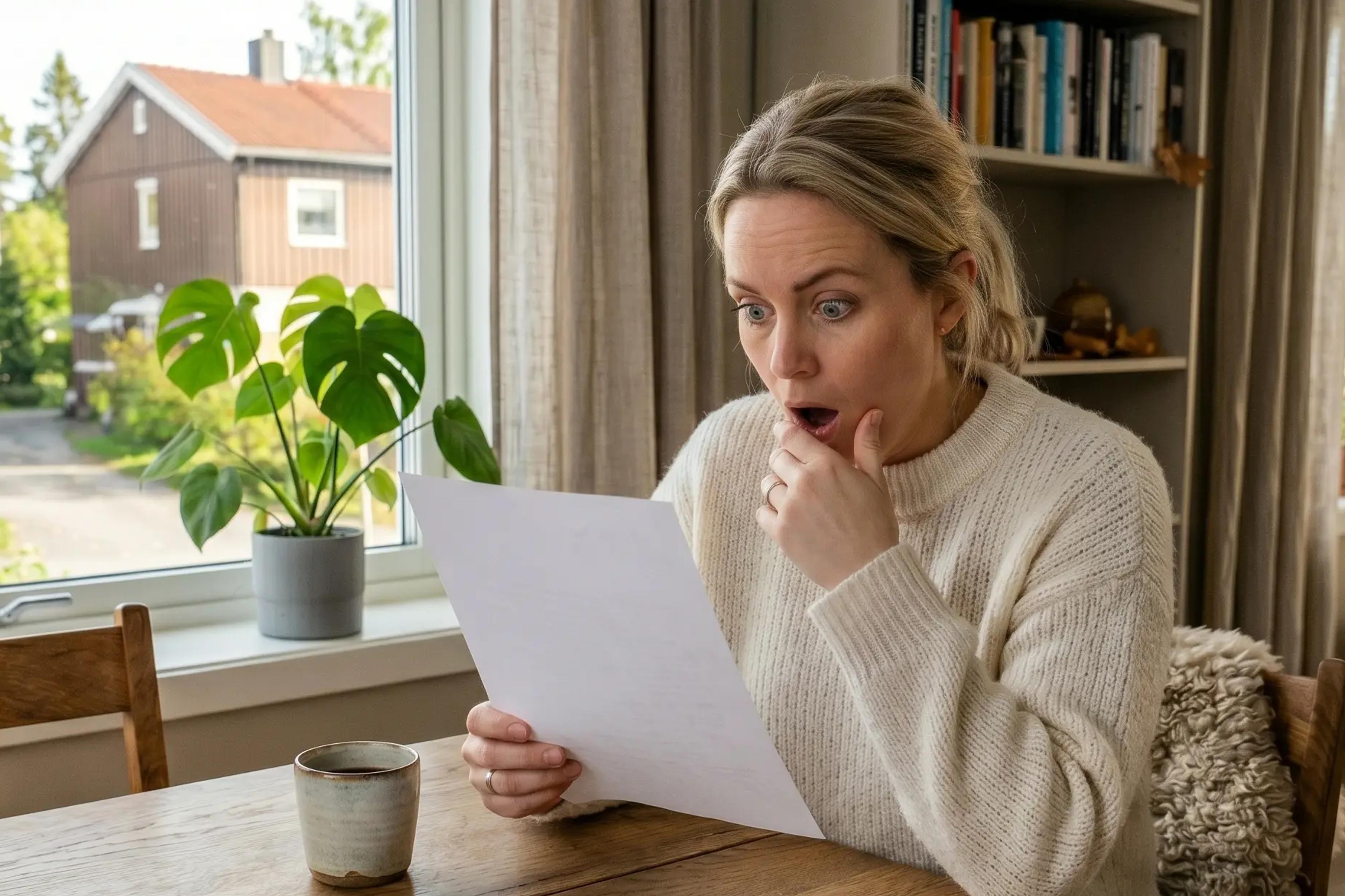 Kvinne som er overrasket over hvor mye eiendomsmegler koster