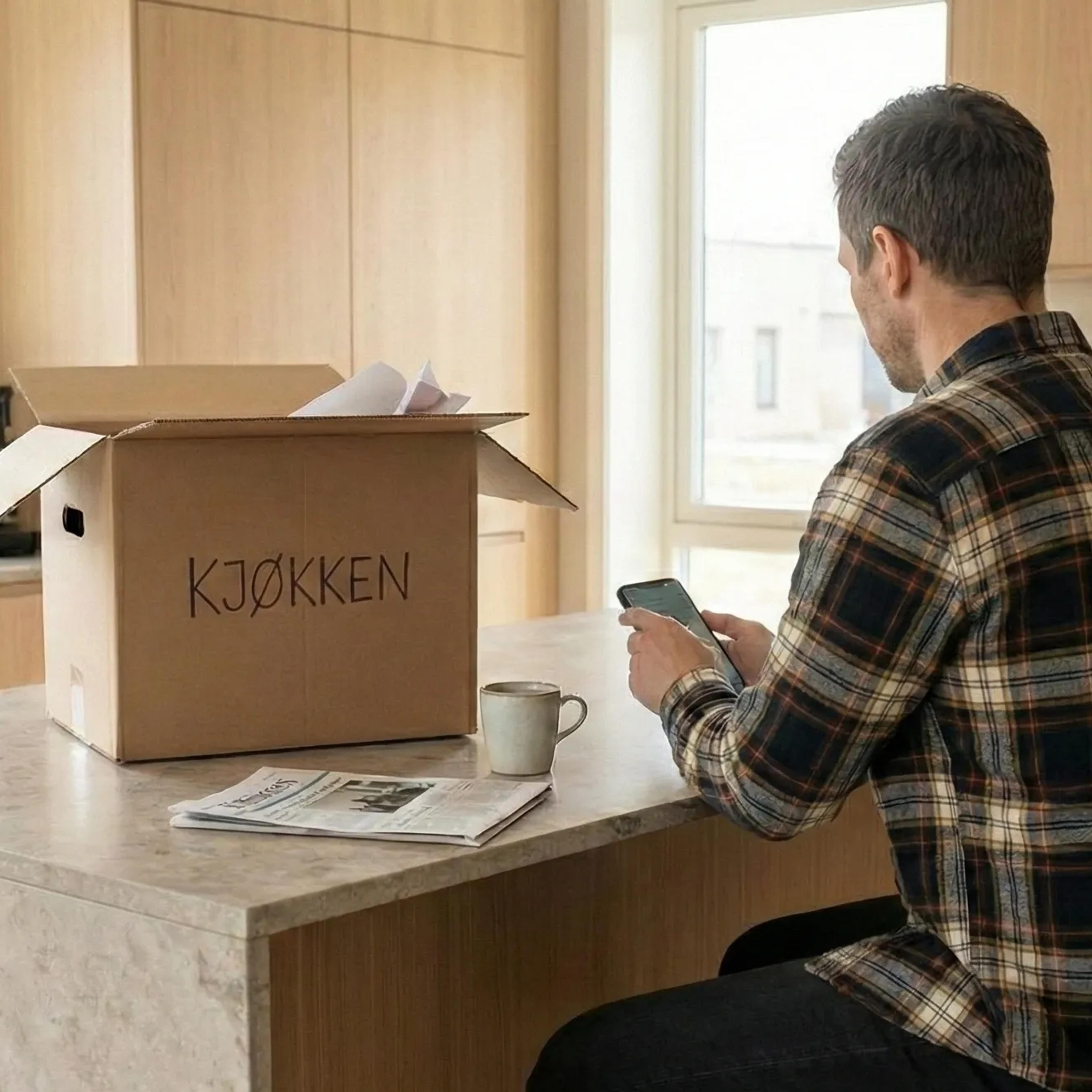 Mann signerer skjøte digital via BankID