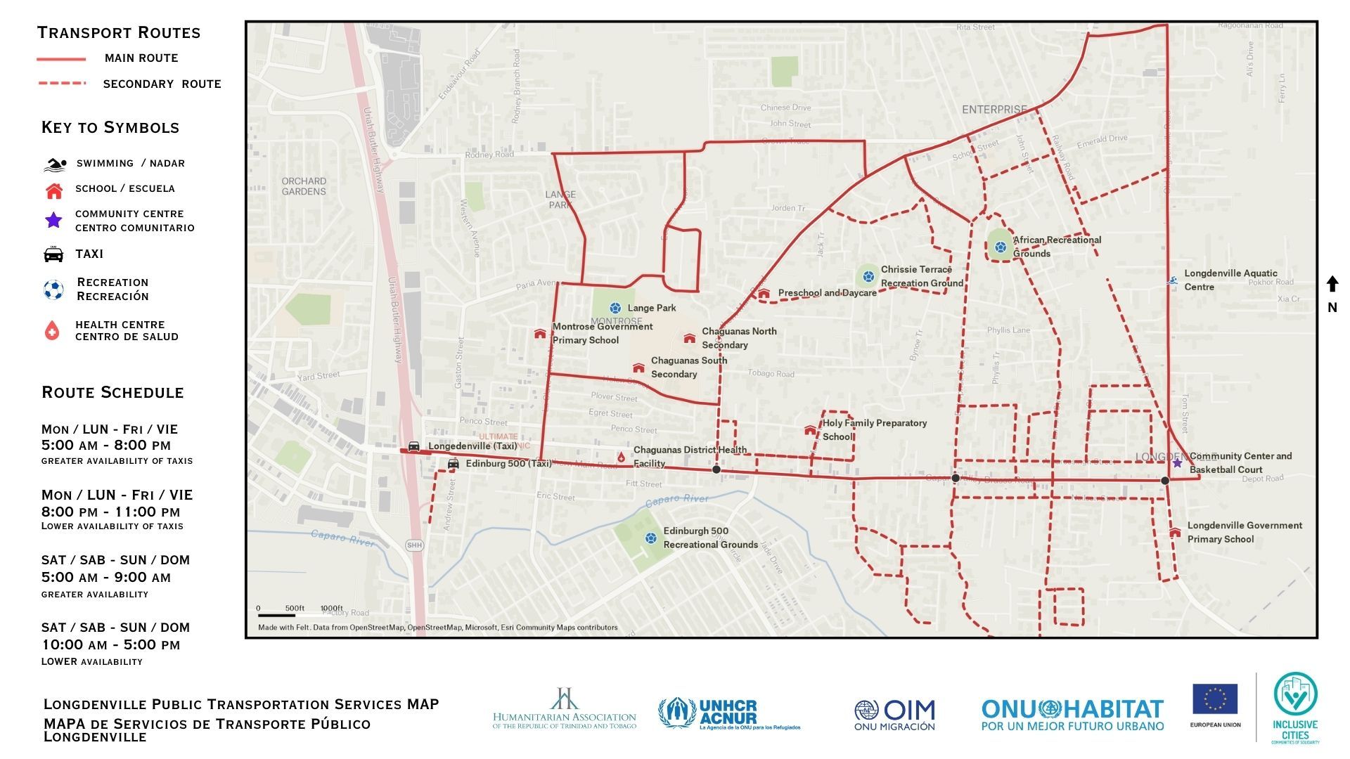 Transport routes used by the Longdenville community in Trinidad and Tobago.