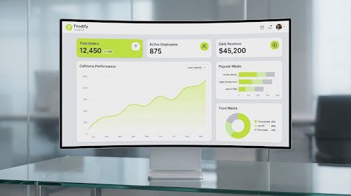 A premium, high-fidelity enterprise SaaS dashboard interface for 'Foodify Dining OS'.