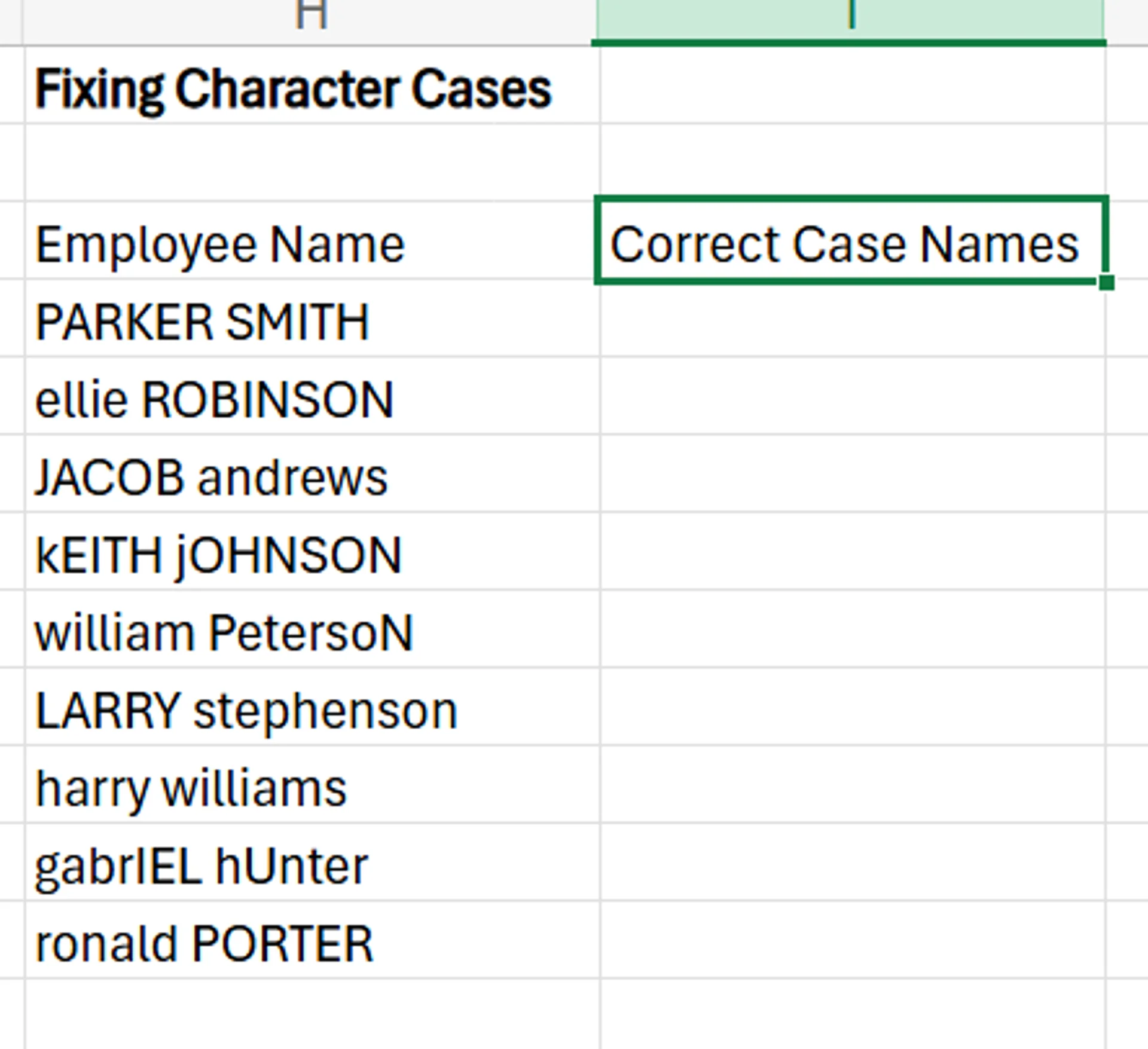 Data Cleaning in Excel