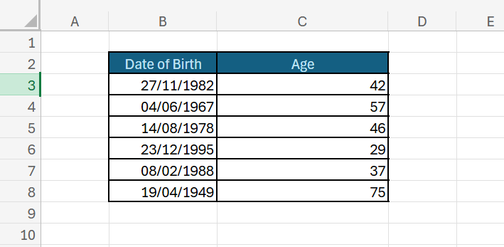 Calculating Age in Excel