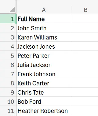 how to separate first and last name in Excel
