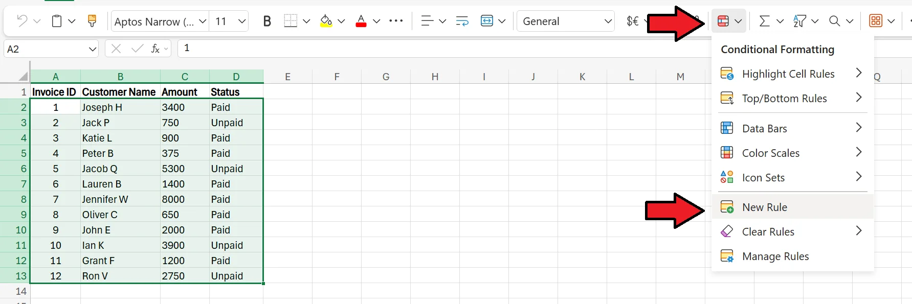 Conditional Formatting Excel