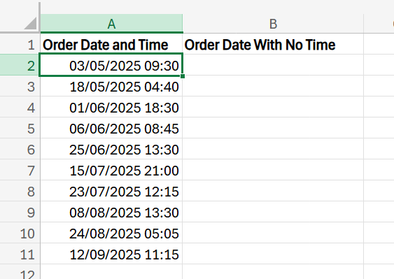 How to Remove Time from Date in Excel