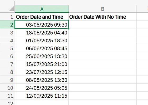 How to Remove Time from Date in Excel