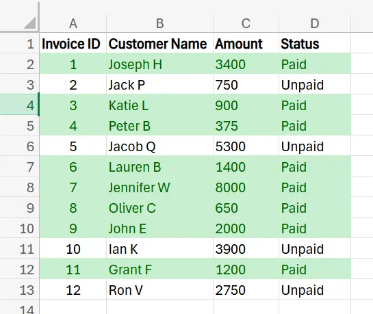 Conditional Formatting Excel
