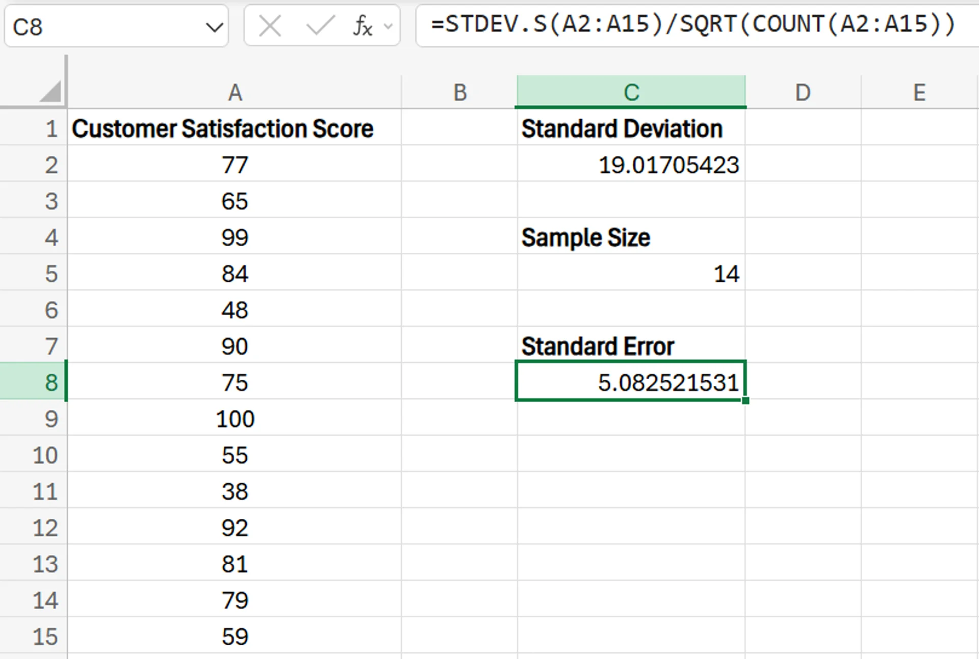 How to Calculate Standard Error in Excel?
