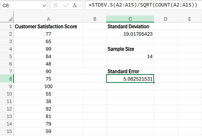 How to Calculate Standard Error in Excel?