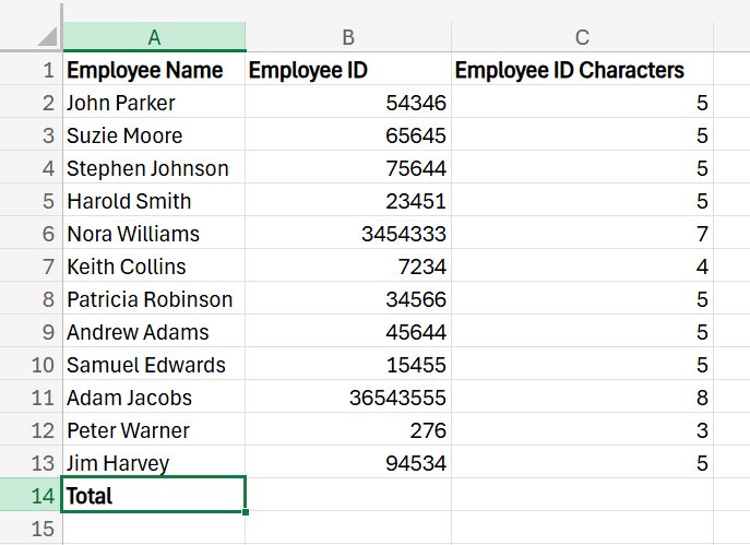 How to Use the Len Command in Excel