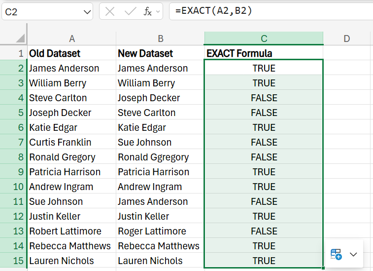 How to Compare Two Columns in Excel