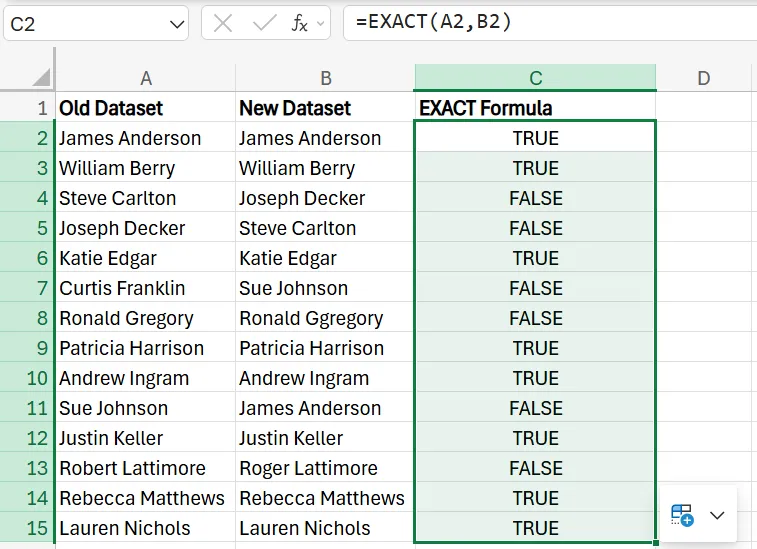 How to Compare Two Columns in Excel