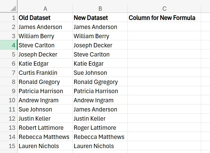 How to Compare Two Columns in Excel