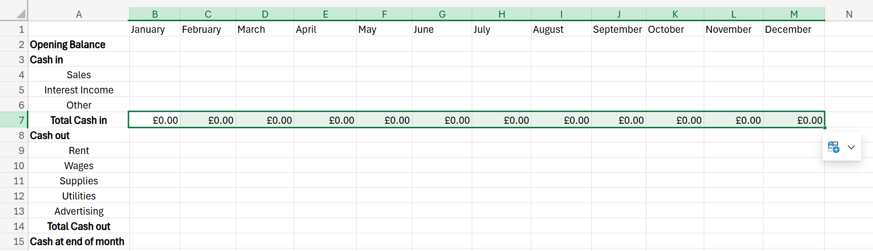 cashflow forecast template excel