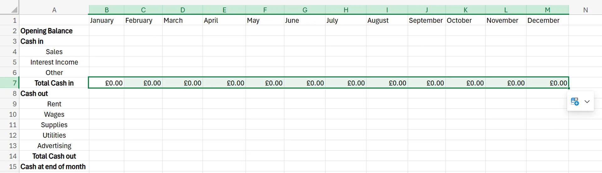 cashflow forecast template excel