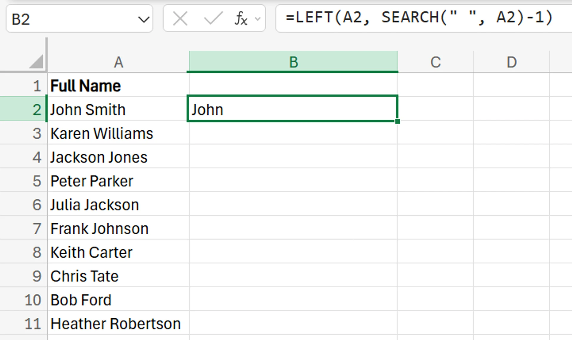 how to separate first and last name in Excel