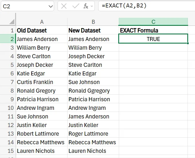 How to Compare Two Columns in Excel