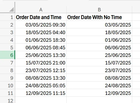 How to Remove Time from Date in Excel