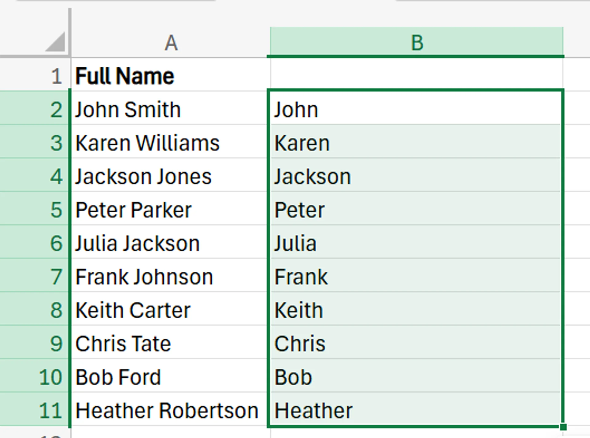 how to separate first and last name in Excel