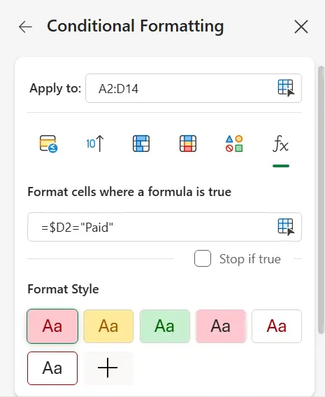 Conditional Formatting Excel
