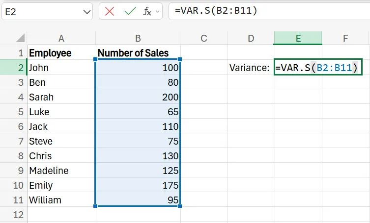 calculating_variance_excel_formula