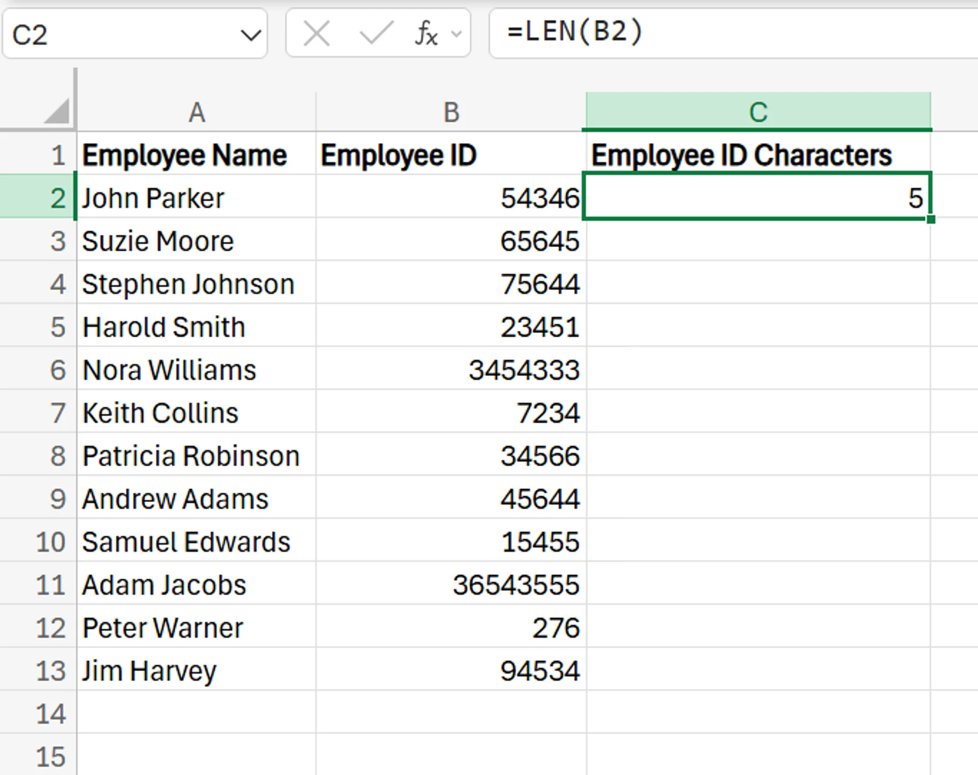 How to Use the Len Command in Excel