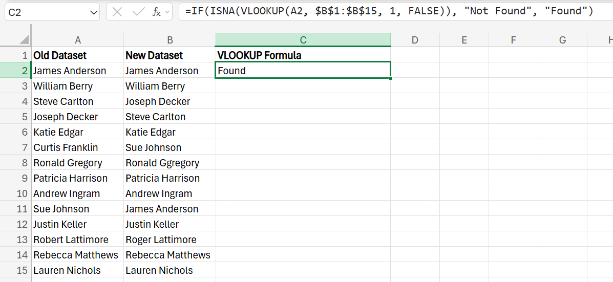How to Compare Two Columns in Excel