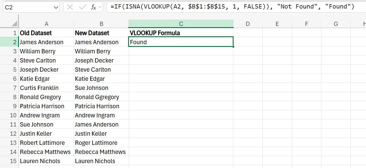 How to Compare Two Columns in Excel