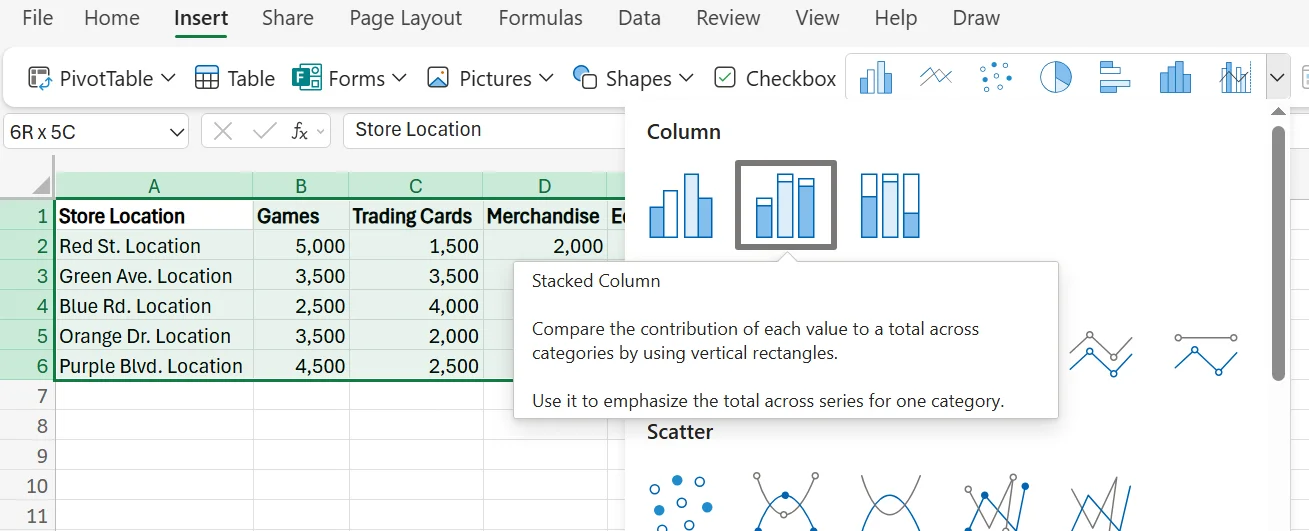 Stacked Bar Chart in Excel