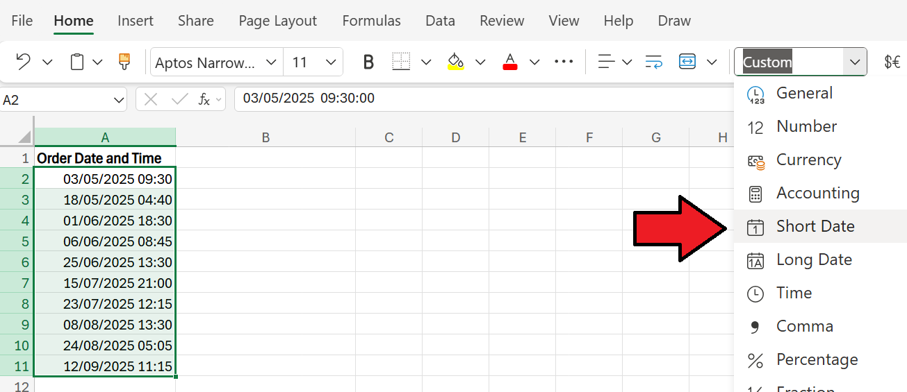 How to Remove Time from Date in Excel