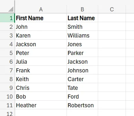 how to separate first and last name in Excel
